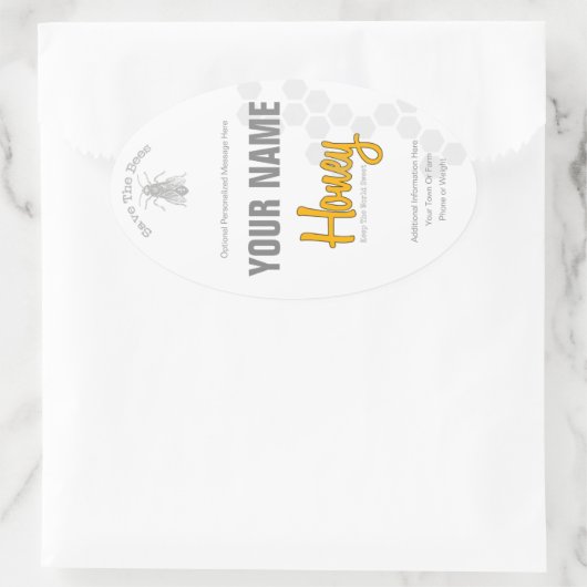 Personalisiertes Honigflaschen-Etikett Ovaler Aufkleber (Tasche)