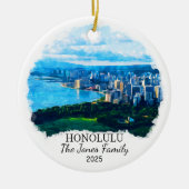Personalisiertes Honolulu-Ornament, Hawaii-Geschen Keramik Ornament (Vorne)