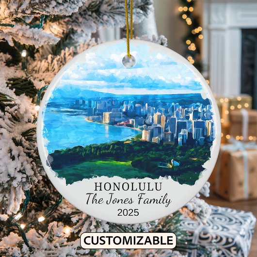 Personalisiertes Honolulu-Ornament, Hawaii-Geschen Keramik Ornament