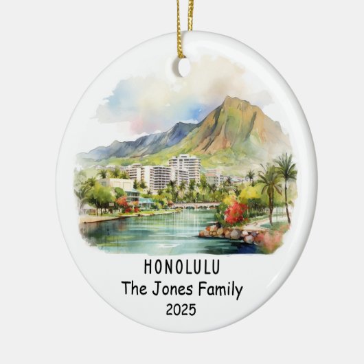 Personalisiertes Honolulu-Ornament, Hawaii Keramik Ornament (Links)