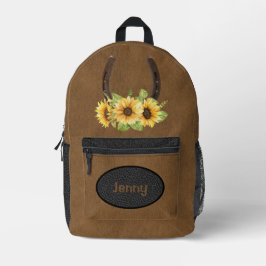Personalisiertes Horseshoe Sonnenblumenbraun Bedruckter Rucksack