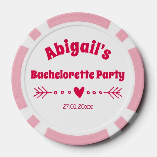 Personalisiertes Hot Pink Bachelorette/Brautparty Pokerchips (Rückseite)