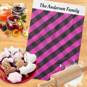 Personalisiertes Hot Pink Buffalo Kariertes Karo M Geschirrtuch