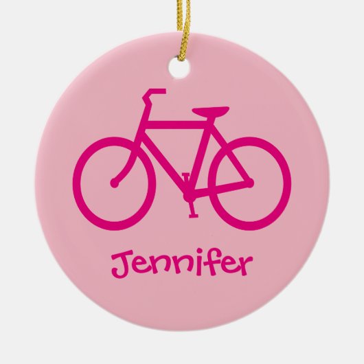 Personalisiertes Hot-Pink-Fahrrad Keramik Ornament (Vorne)