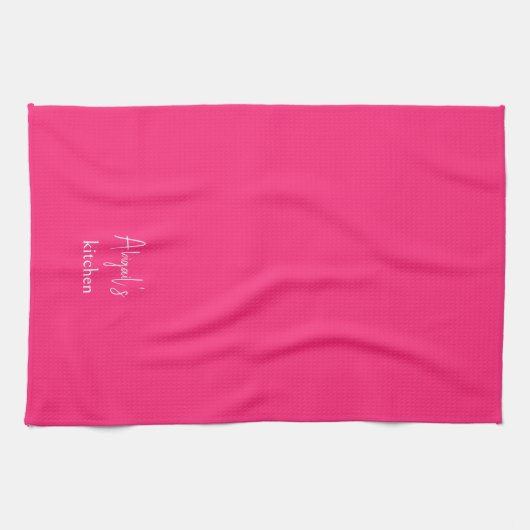Personalisiertes Hot Pink Geschirrtuch (Horizontal)