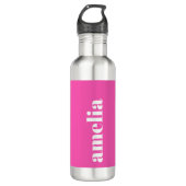 Personalisiertes Hot-Pink-Monogramm Edelstahlflasche (Vorderseite)