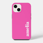 Personalisiertes Hot-Pink-Monogramm iPhone Hülle (Rückseite)