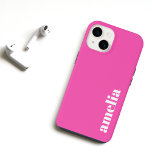 Personalisiertes Hot-Pink-Monogramm iPhone 14 Hülle<br><div class="desc">Niedliche Telefonzelle,  die Ihren Monogrammnamen oder Ihre Initialen in einem fett weißen beliebten Schriftart auf einem heißen rosa Hintergrund enthält. Sie können die Textgröße im Entwurfswerkzeug für kürzere oder längere Namen anpassen.</div>