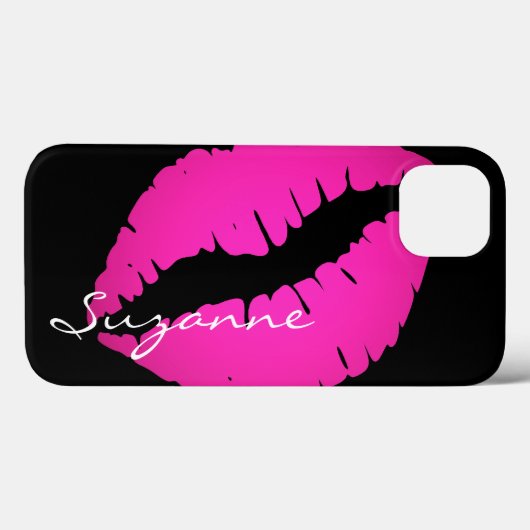 Personalisiertes Hot Pink Ombre Lipstick Schwarz Case-Mate iPhone Hülle (Rückseite (Horizontal))