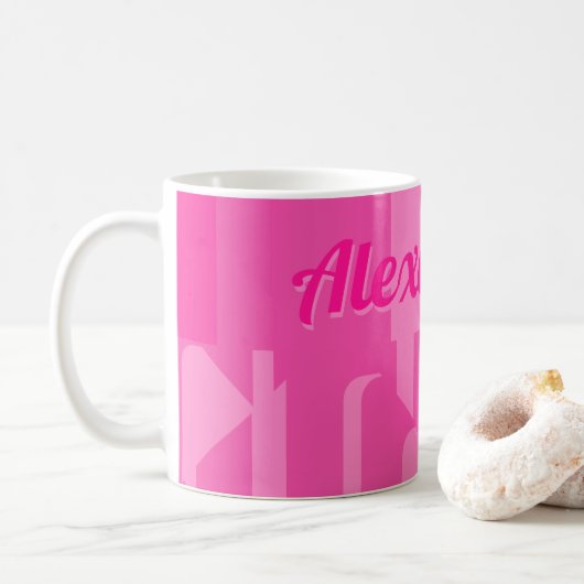 Personalisiertes Hot Pink Retro Kaffeetasse (Mit Donut)
