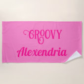 Personalisiertes Hot Pink Strandtuch (Vorderseite)