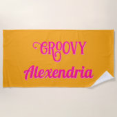 Personalisiertes Hot Pink und Orange Strandtuch (Vorderseite)