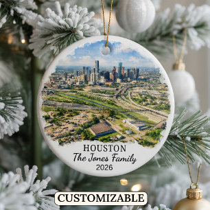Personalisiertes Houston-Ornament, individuelles T Keramik Ornament