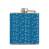 Personalisiertes hübsches blaues Blumenmuster Flachmann (Rückseite)