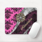 Personalisiertes hübsches girly rosa Damastmuster Mousepad (Mit Mouse)