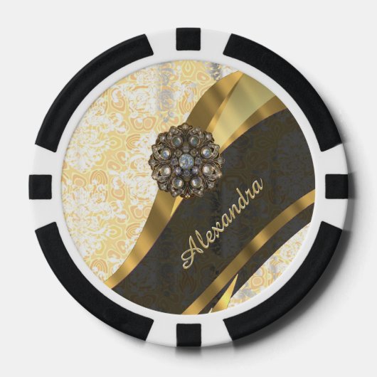 Personalisiertes, hübsches, gürtelförmiges Damastm Pokerchips (Vorderseite)
