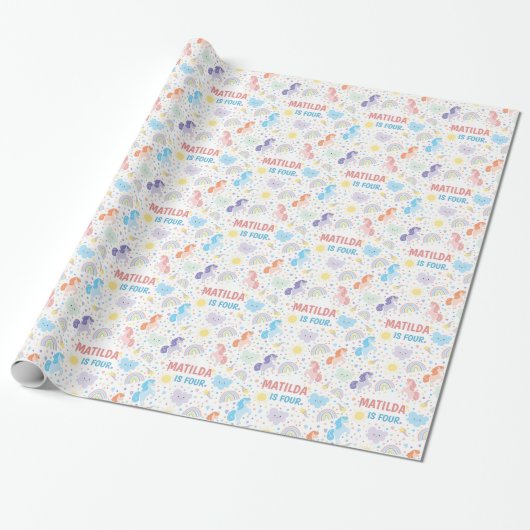 Personalisiertes Hübsches Little Unicorns Wrapping Geschenkpapier (Ungerollt)