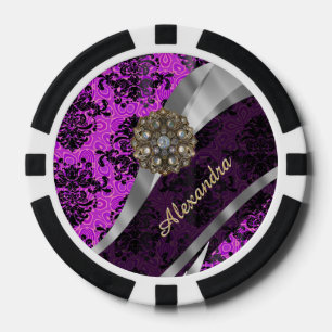 Personalisiertes hübsches magenta gürtelndes Muste Pokerchips