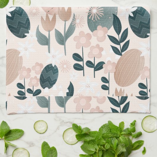 Personalisiertes Hübsches Ostereimuster Geschirrtuch (Gefaltet)