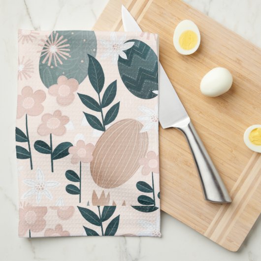 Personalisiertes Hübsches Ostereimuster Geschirrtuch (Viertel Falte)