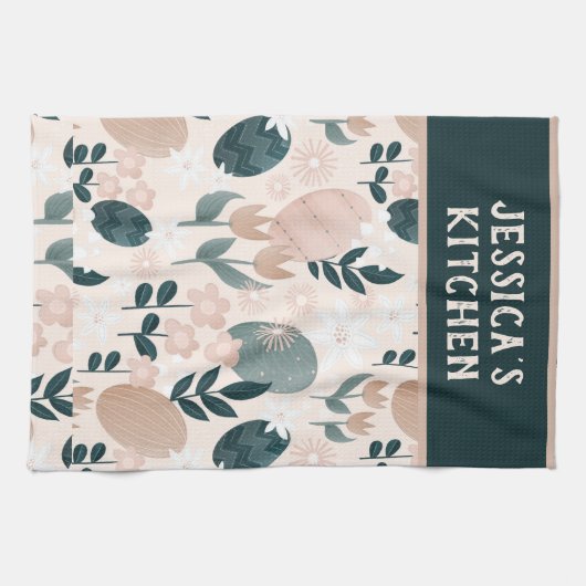 Personalisiertes Hübsches Ostereimuster Geschirrtuch (Horizontal)