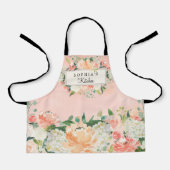 Personalisiertes Hübsches Peach Floral Kitchen Schürze (Vorderseite)