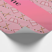 Personalisiertes hübsches rosa Hockeynamensmuster Geschenkpapier (Ecke)