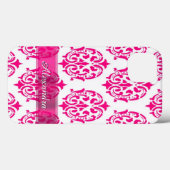 Personalisiertes hübsches Rosa und weißer Damast Case-Mate iPhone Hülle (Rückseite (Horizontal))