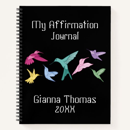 Personalisiertes Hummingbird Affirmation Journal Notizblock (Vorderseite)