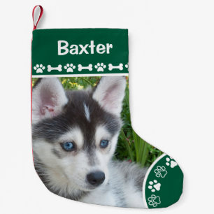 Personalisiertes Hund-Foto mit Monogramm und Namen Kleiner Weihnachtsstrumpf