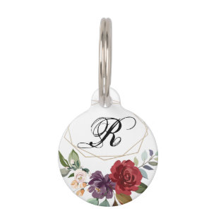 Personalisiertes Hund-ID-Tag Weiße Rosen Gold Geo Haustiermarke