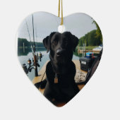 Personalisiertes Hunde-Foto Gedenkfischen im Himme Keramik Ornament (Rechts)