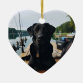 Personalisiertes Hunde-Foto Gedenkfischen im Himme Keramik Ornament (Vorne)