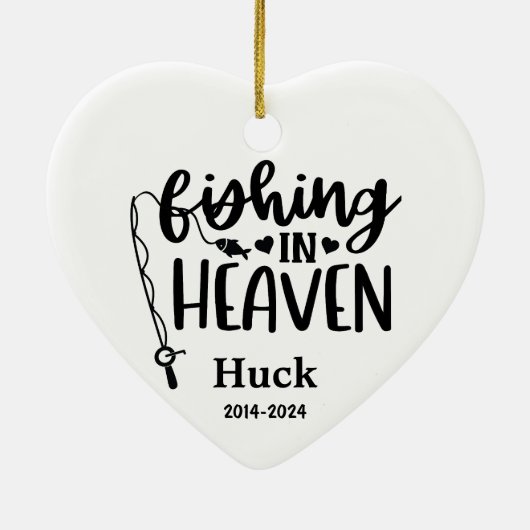 Personalisiertes Hunde-Foto Gedenkfischen im Himme Keramik Ornament (Hinten)