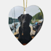 Personalisiertes Hunde-Foto Gedenkfischen im Himme Keramik Ornament (Links)