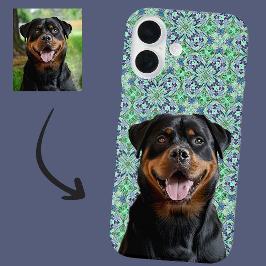 Personalisiertes Hunde-Foto Grüner Mandala-Muster Case-Mate iPhone Hülle