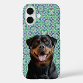 Personalisiertes Hunde-Foto Grüner Mandala-Muster Case-Mate iPhone Hülle (Rückseite)