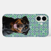 Personalisiertes Hunde-Foto Grüner Mandala-Muster Case-Mate iPhone Hülle (Rückseite (Horizontal))