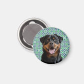 Personalisiertes Hunde-Foto Grüner Mandala-Muster Magnet (Vorderseite/Rückseite)
