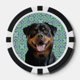 Personalisiertes Hunde-Foto im grünen Mandala-Must Pokerchips