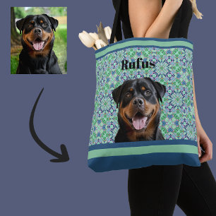 🐾Personalisiertes Hunde-Foto mit grünem Mandala-M Tasche