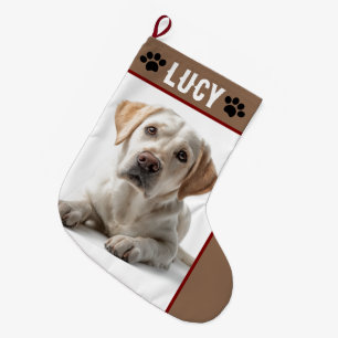 Personalisiertes Hunde-Foto & Name   Weihnachtsstr Großer Weihnachtsstrumpf