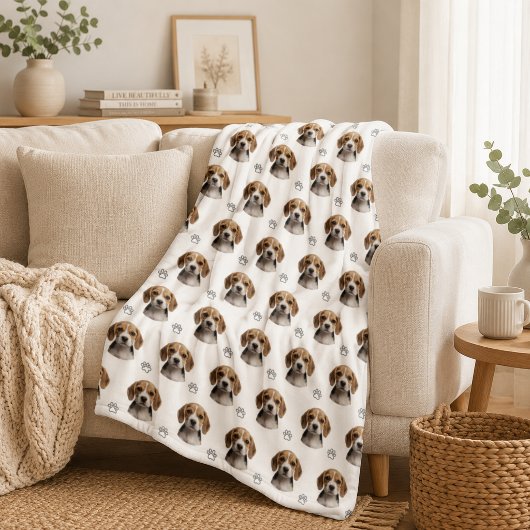 Personalisiertes Hunde-Foto-Pfotenmuster Fleecedecke