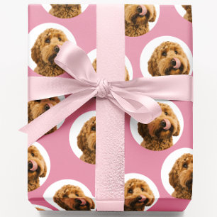 Personalisiertes Hunde-Foto Rosa Geschenkpapier