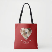 Personalisiertes Hunde-Foto Rot Tasche (Vorderseite)