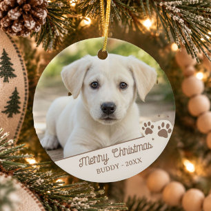 Personalisiertes Hunde-Foto-Weihnachten-Haustier-N Keramik Ornament