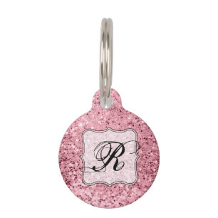 Personalisiertes Hunde-ID-Tag Roségold Glitter Haustiermarke