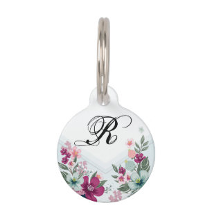 Personalisiertes Hunde-ID-Tag Tropische Blume auf Haustiermarke
