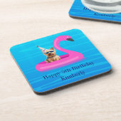 Personalisiertes Hunde-Schwimmfloß Getränkeuntersetzer (Linke Seite)