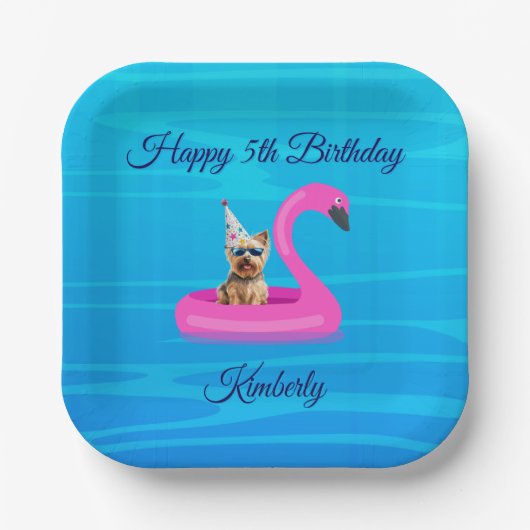 Personalisiertes Hunde-Schwimmfloß Pappteller (Vorderseite)